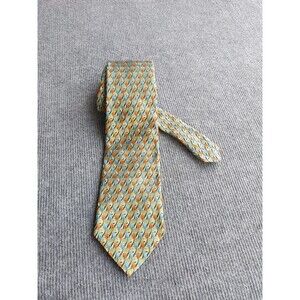 Biella Black Hand Made in Italy Green with Flowers Tree print Stripe Silk Tie